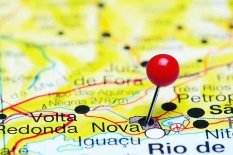 Nova pinned on a map of Brazil Stock Photos