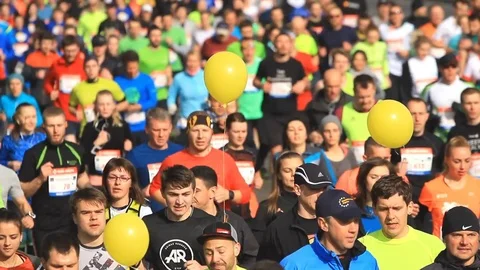 Nova poshta Kyiv half marathon in Kyiv, Ukraine Stock-Footage 74405896