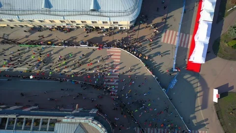 Nova Poshta Kyiv Half Marathon. Aerial view. Stock Footage 108102534