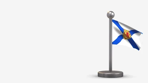 Nova Scotia 3D waving flag animation on tiny flagpole. Stock Footage 120798040
