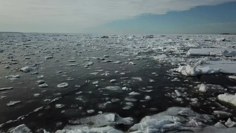 Nova Scotia Canada Ocean Ice Brule Northumberland Strait Drone View Stock Footage 141781863