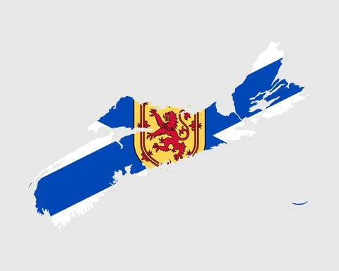 Nova Scotia Map Flag. Map of NS, Canada with flag. Canadian Province Stock Illustration