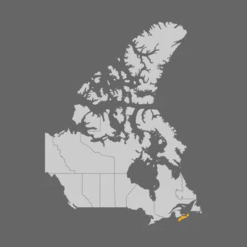 Nova Scotia province highlighted on map of Canada Stock Illustration