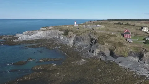 Nova Scotia shore with lighthouse  Stock Footage 144828317