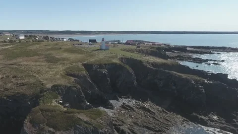 Nova Scotia shore with lighthouse  Stock Footage 144828345