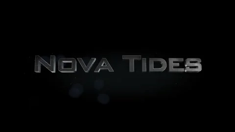 Nova Tides title 3D metal text on black alpha channel background Stock Footage 301264384