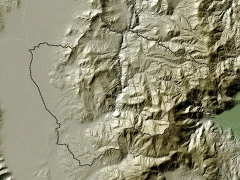 Novatsi, Macedonia. Elevation map colored in wiki style with lakes and rivers Stock Illustration