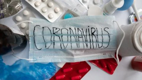 Novel coronavirus - 2019-nCoV. inscription medical protective mask Coronavirus Stock Photos