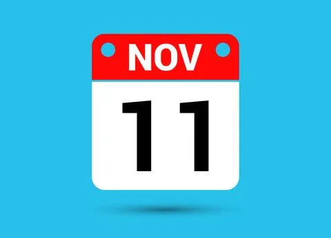November 11 Calendar Date Flat Icon Day 11 Vector Illustration Stock Illustration