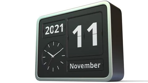 November 11 date on the flip clock calendar, 3d rendering Stock Illustration