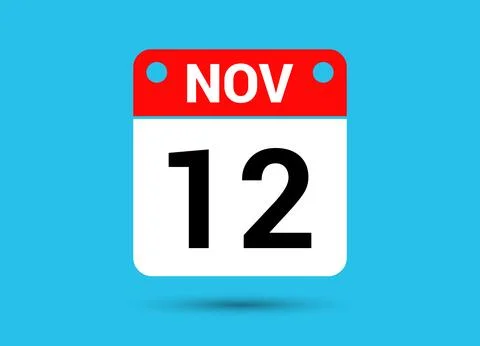 November 12 Calendar Date Flat Icon Day 12 Vector Illustration Stock Illustration