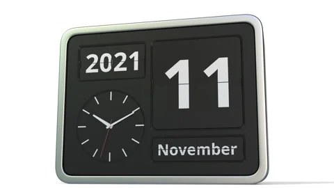 November 12 date on the flip clock calendar, 3d animation Stock-Footage 146692673