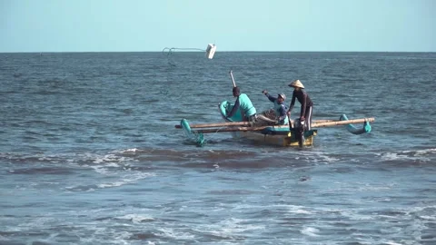 November 16  2018 West Java Indonesia - Three Fishermen Return to Shore Stock Footage 300522521