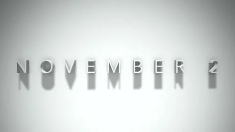 November 2 3D title animation with shadows on a white background Stock Footage 296001721