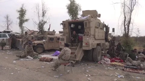 November 2016: Mosul troops, Group of soldiers, ISIS war, Syria Видео 69966695