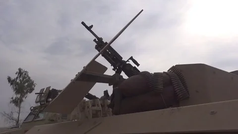 November 2016: Mosul troops, Heavy weapon on an army truck, ISIS war, Syria Видео 69965682