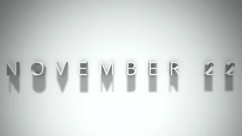 November 22 3D title animation with shadows on a white background Stock Footage 296001732