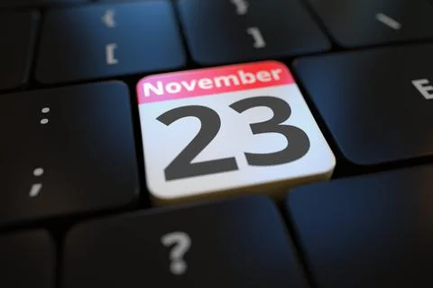 November 23 date on a keyboard key, 3d rendering イラスト素材