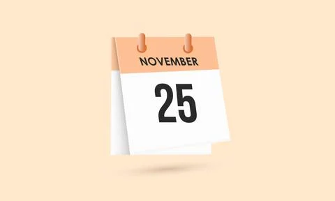 November 25 - calendar and Time planner. Daily Calendar Icon reminder. Vect.. Stock Illustration