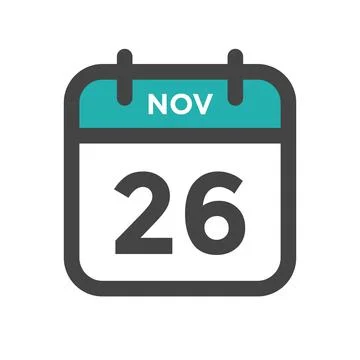 November 26 Calendar Day or Calender Date for Deadline or Appointment Stock Illustration