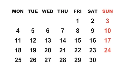 November 29, 2030, Animated 2030 planner showcasing November calendar, Stock Footage 320082704