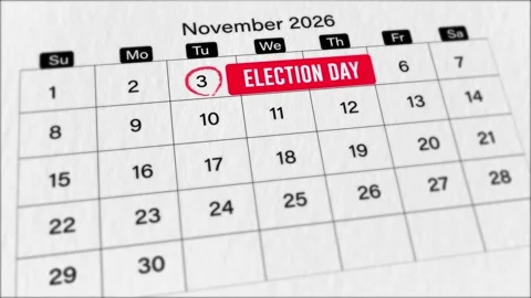 November 3 2026 Election Day Calendar Date Reveal Animation Stock Footage 345795053