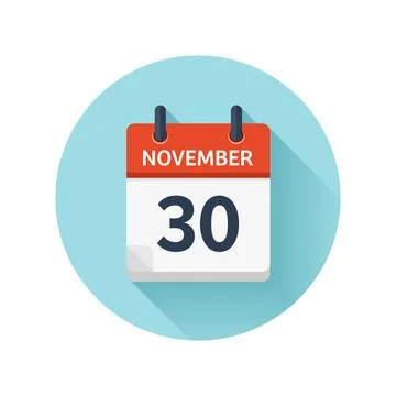 November 30. Vector flat daily calendar icon. Date and time, day, month 2018 스톡 일러스트