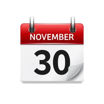November 30. Vector flat daily calendar icon. Date and time, day, month. Holiday Stock Illustration