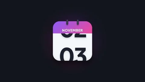 November 3rd Flip Calendar Animation Showing Date Icon on Dark Background Stock Footage 344468360