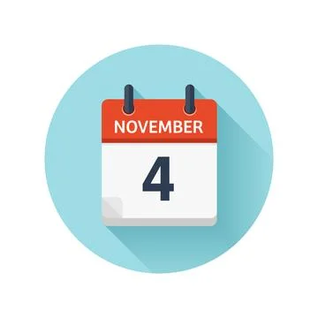 November 4. Vector flat daily calendar icon. Date and time, day, month 2018 Stock Illustration