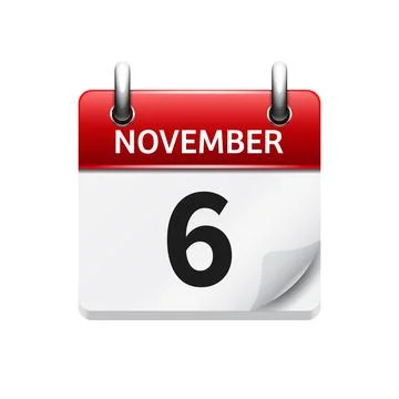 November 6 . Vector flat daily calendar icon. Date and time, day, month. Holiday Stock Illustration