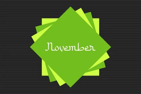November Arabic style typography text on green square shape vector illustration Stock Illustration
