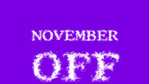 November Off cloud text effect violet isolated background Stock Footage 139637136