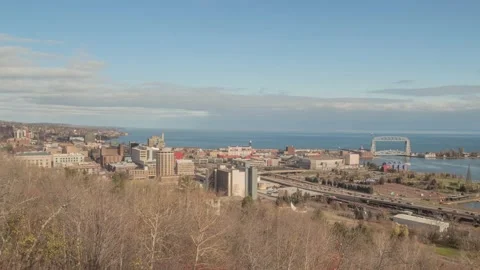 A November Daytime Timelapse over Duluth, Minnesota Stock Footage 144397434