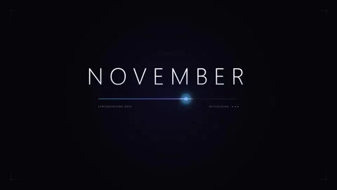November month digital loading bar animation with data synchronization hud .. Stock Footage 344851803