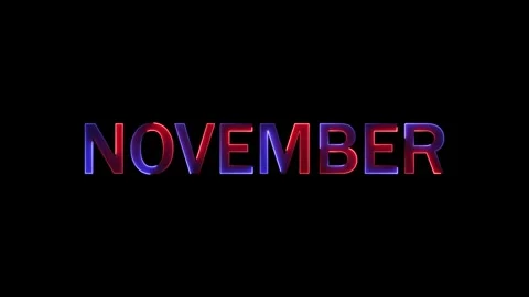 November month typography design with glowing blue and red light effects on.. Stock Footage 333878251