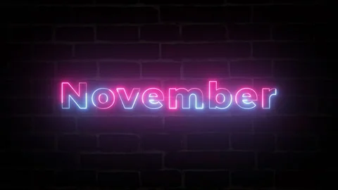 November Neon text typography animation 4k video Stock Footage 278785627