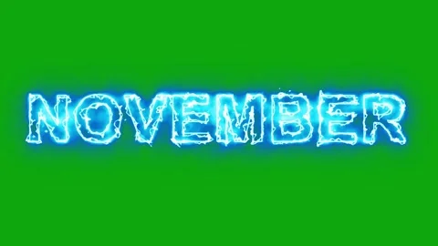 November Text with Lightning Sparks Effect on Green Screen Background Video stock 347919623