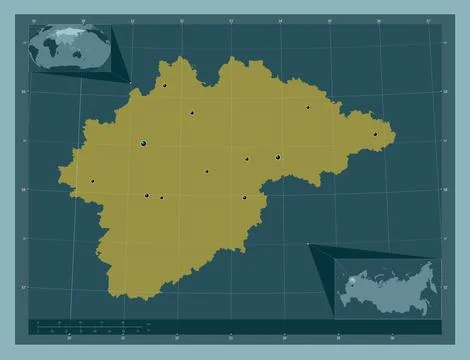 Novgorod, Russia. Solid color shape. Locations of major cities of the region Stock Illustration