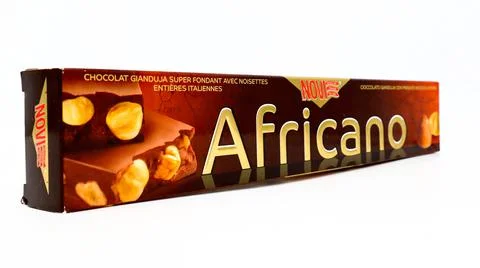 NOVI Africano Chocolate Gianduja Nougat Novi is an Italian brand of Elah-Doufour Stock Photos