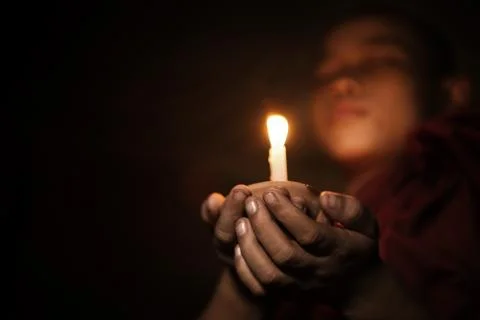 Novice with candlelight Stock Photos