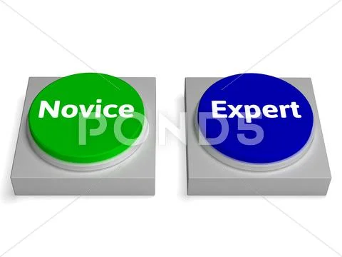Novice expert buttons shows beginner and expertise Stock Illustration