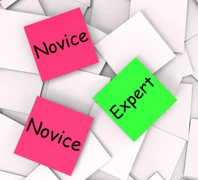 Novice expert post-it notes mean amateur or skilled Illustrazione stock
