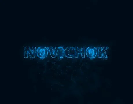 Novichok title with plexus effect. Connected lines with dots. Lines title plexus 스톡 일러스트