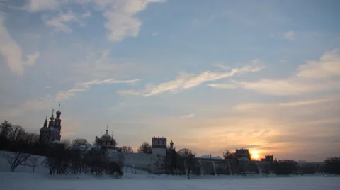 Novodevichy Convent sunset timelapse 库存影片 1069339