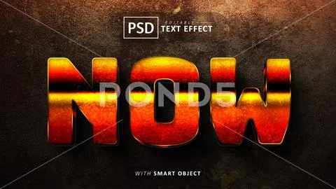 Now 3d text effect editable PSD Template