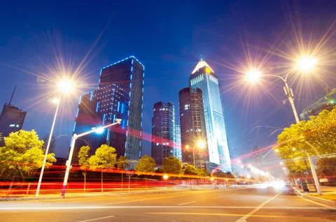 Now the city at night Stock Photos
