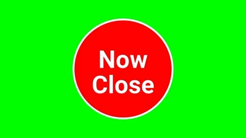 Now Close text animated in red circle green screen video Stock Footage 322914357