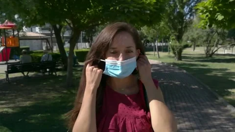 Now freedom. Remove the mask and be able to breathe. Stock-Footage 139336773