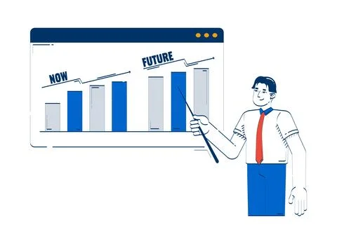 Now future business forecasting doodle illustration concept Stock Illustration